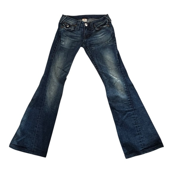 True Religion Rainbow Joey Women's Flared Jeans size 27‎ low rise dark wash - Picture 1 of 8